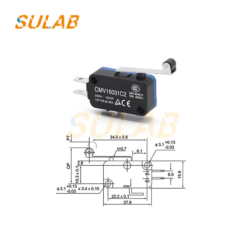 CNTD CMV16031C2 Snap-Action Limit Switch 16 A 250 V Long-Lever Roller SPDT for Elevators